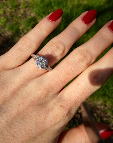 1.5 carat K color diamond on hand