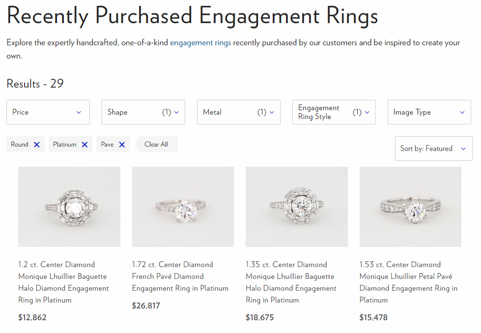 Blue Nile Recently Purchased Engagement Ring Feature